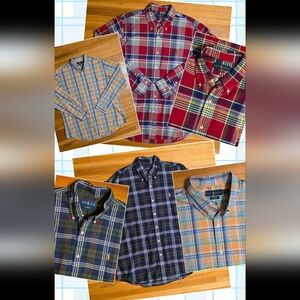 Polo Ralph Lauren Men’s XL Bundle of 3 Plaid Button Down Multi Color Logo Jockey
